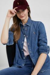 Ralph Lauren cămașă jeans femei, culoarea bleumarin, cu guler clasic, regular 211899526 PPYX-KDD049_59X