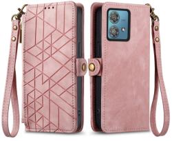 Husa portofel GEOM pentru Motorola Moto G84 5G roz