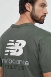 New Balance tricou din bumbac barbati, culoarea verde, cu imprimeu 9BYX-TSM15N_79X