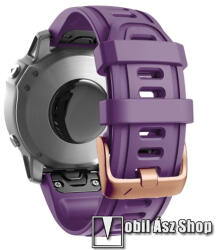 Okosóra szíj - szilikon - LILA / ROSE GOLD CSAT - 116mm + 87mm hosszú, 20mm széles QUICKFIT csatlakozó - Garmin Fenix 7S / 6S / 6S Pro / 5S / 5S Plus / 5S Plus Sapphire