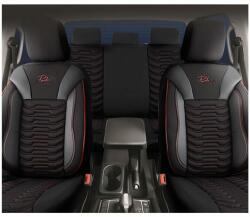 Panda Set Huse Scaune Auto pentru Lancia Thema - Panda Paris, Negru cu cusatura rosie, 11 piese