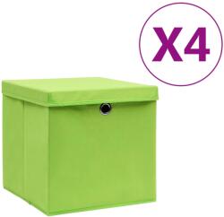 vidaXL Cutii depozitare cu capac, 4 buc. , verde, 28x28x28 cm (325228)