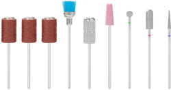  Körömcsiszoló fej készlet MIX 12 db - gyémánt, kő és kupak