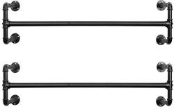 SONGMICS Fali ruhafogas 2 darab, fekete 110x30x29cm (HSR64BK-02) - deco24