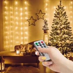 Fényfüggöny - 200 db melegfehér LED - 3 x 2 méter USB - távirányítós