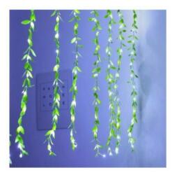  2x2 méteres ledes fényfüggöny apró zöld levelekkel, 8 program, sorolható, hideg