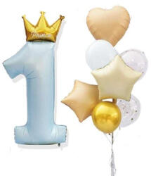 Balloons4party Set 8 baloane folie si latex prima aniversare baiat 45 cm