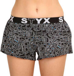 Styx Női bő szárú boxeralsók Styx művészet sportos gumipánt firkálás (T1256) L