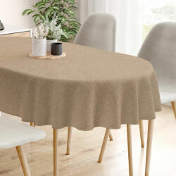 Goldea față de masă decorativă loneta - cafea natural - ovală 140 x 220 cm