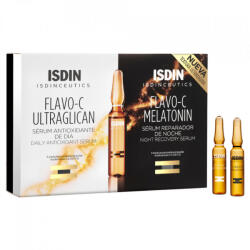 ISDIN - Fiole ser antioxidant ultraglican si melatonina Isdin FLAVO-C Melatonin Day & Night 10 fiole + 10 fiole