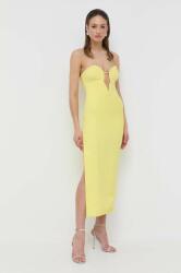 Bardot ruha sárga, midi, egyenes - sárga S - answear - 32 990 Ft