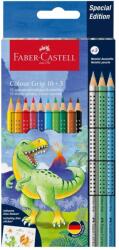 Faber-Castell Creioane colorate, 10+3 culori/set, FABER-CASTELL Grip 2001 Dinozaur, FC201545
