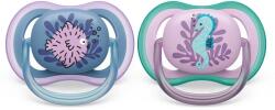 Philips Залъгалки Philips Avent - Ultra Air, с декорация Риба и морско конче с кутия за стерилизиране, 6-18 m, 2 броя (00A.0529.008)