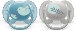 Philips Залъгалки Philips Avent - Ultra Soft, с декорация Пиле и перо с кутия за стерилизиране, 6-18 m, 2 броя (00A.0515.011)