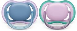 Philips Залъгалки Philips Avent - Ultra Air, Неутрални лилави с кутия за стерилизиране, 6-18 m, 2 броя (00A.0524.006)
