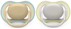 Philips Залъгалки Philips Avent - Ultra Air, Бял и жълт цвят, с кутия за стерилизиране, 0-6 m, 2 броя (00A.0524.001)