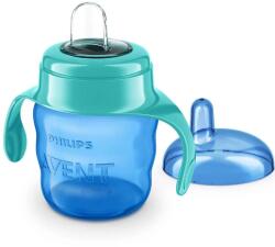 Philips Неразливаща се чаша с мек накрайник Philips Avent - За лесен преход с дръжки синя, 200 ml (00A.0488.002)