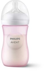 Philips Шише за хранене Philips Avent - Natural Response, 260 ml, с биберон поток 3, 1м+, Розово (00A.0573.001)