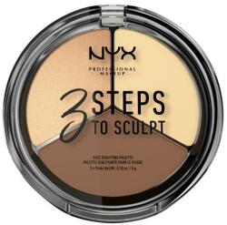 NYX Professional Makeup 3 Steps To Sculpt konturovací paletka 15 g pentru femei 02 Light