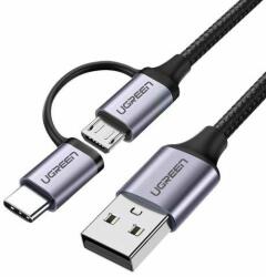 UGREEN 2 az 1-ben USB USB-C / Micro USB kábel, QC 3.0, 1m (fekete) (30875) - wincity