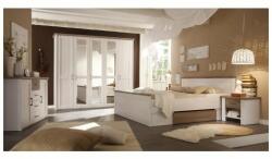 TEMPO KONDELA Hálószoba bútor készlet (ágy, 2 éjjeliszekrény, szekrény), pínia fehér| tölgy sonoma trufla, LUMERA
