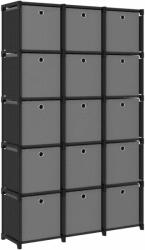 vidaXL 15 rekeszes fekete szövet polc dobozokkal 103 x 30 x 175, 5 cm (322619) - pepita