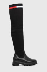 Tommy Jeans Cizme femei, culoarea negru, cu toc drept 9BY8-OBD0PF_99X