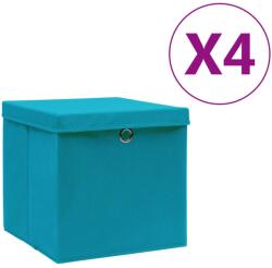 vidaXL Cutii de depozitare cu capac, 4 buc. , bleu, 28x28x28 cm (325232)