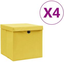 vidaXL Cutii depozitare cu capac, 4 buc. , galben, 28x28x28 cm (325224)