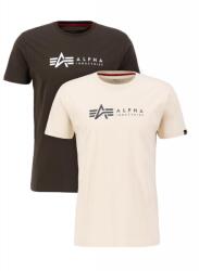 Alpha Industries Alpha Label T 2 Pak - black olive/jet stream white