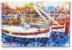 Gyémántszemes festmény - Színpompás kikötő Méret: 40x60cm, Keretezés: Műanyagtáblával, Gyémántok: Kerek