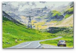 Gyémántszemes festmény - Transzfogarasi út Romániában Méret: 40x60cm, Keretezés: Keret nélkül (csak a vászon), Gyémántok: Négyzet alakú