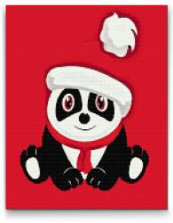 Gyémántszemes festmény - Karácsonyi panda Méret: 40x50cm, Keretezés: Műanyagtáblával, Gyémántok: Kerek