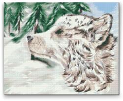Gyémántszemes festmény - Kutya hóban Méret: 30x40cm, Keretezés: Keret nélkül (csak a vászon), Gyémántok: Kerek