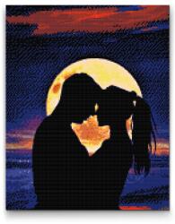  Gyémántszemes festmény - Romantika naplementében Méret: 40x50cm, Keretezés: Keret nélkül (csak a vászon), Gyémántok: Négyzet alakú
