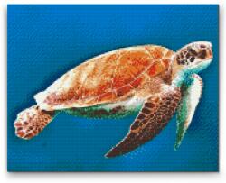 Gyémántszemes festmény - Tengeri teknős Méret: 30x40cm, Keretezés: Keret nélkül (csak a vászon), Gyémántok: Négyzet alakú