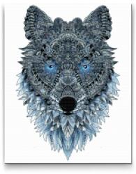 Gyémántszemes festmény - Mandala farkas Méret: 40x50cm, Keretezés: Műanyagtáblával, Gyémántok: Négyzet alakú
