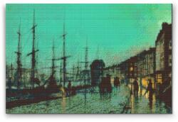  Gyémántszemes festmény - John Atkinson Grimshaw - Shipping on the Clyde Méret: 40x60cm, Keretezés: Kartonlemezen, Gyémántok: Kerek