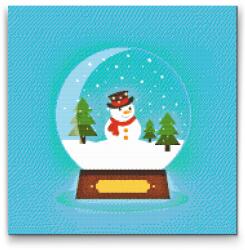  Gyémántszemes festmény - Hógömb - hóember Méret: 50x50cm, Keretezés: Keret nélkül (csak a vászon), Gyémántok: Négyzet alakú