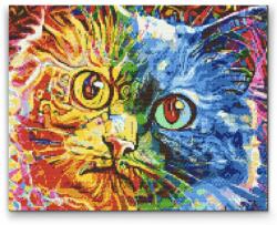 Gyémántszemes festmény - Színpompás cica 3 Méret: 40x50cm, Keretezés: Műanyagtáblával, Gyémántok: Kerek