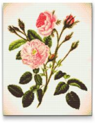 Gyémántszemes festmény - Rózsaszín vadrózsák Méret: 40x50cm, Keretezés: Fatáblával, Gyémántok: Négyzet alakú