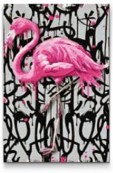 Gyémántszemes festmény - Rózsaszín flamingó Méret: 40x60cm, Keretezés: Fatáblával, Gyémántok: Kerek