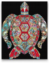 Gyémántszemes festmény - Mandala teknős Méret: 40x50cm, Keretezés: Műanyagtáblával, Gyémántok: Kerek