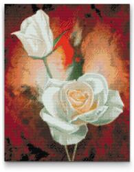  Gyémántszemes festmény - Fehér rózsa Méret: 40x50cm, Keretezés: Műanyagtáblával, Gyémántok: Négyzet alakú