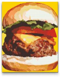 Gyémántszemes festmény - Hamburger illusztráció Méret: 30x40cm, Keretezés: Műanyagtáblával, Gyémántok: Kerek