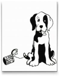  Gyémántszemes festmény - Kutya fekete-fehérben Méret: 30x40cm, Keretezés: Keret nélkül (csak a vászon), Gyémántok: Kerek