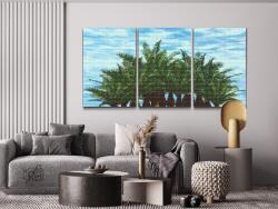 Gyémántszemes festmény - Karibi pálmafák (3 db-os készlet) Méret: 40x60cm (3db), Keretezés: Műanyagtáblával, Gyémántok: Kerek
