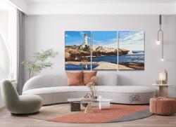 Gyémántszemes festmény - Világítótorony az öbölben (3 db-os készlet) Méret: 30x40cm (3db), Keretezés: Műanyagtáblával, Gyémántok: Négyzet alakú