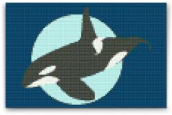 Gyémántszemes festmény - Kardszárnyú delfin a mélyben Méret: 20x30cm, Keretezés: Keret nélkül (csak a vászon), Gyémántok: Kerek
