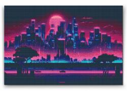 Gyémántszemes festmény - Város éjszaka Méret: 40x60cm, Keretezés: Kartonlemezen, Gyémántok: Négyzet alakú